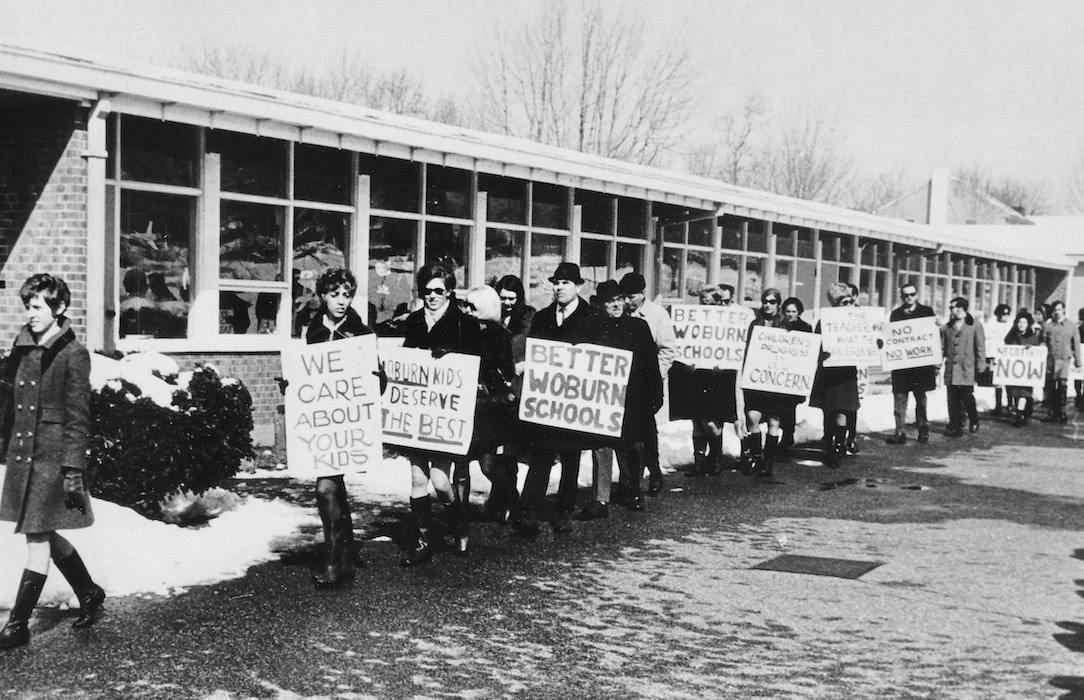 Crowded picket line.