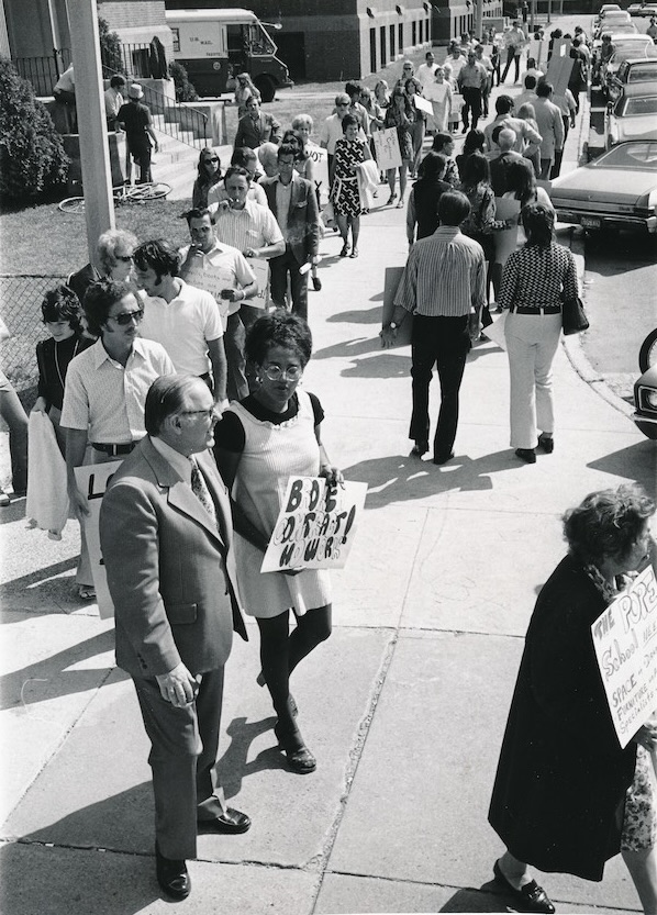 Crowded picket line.