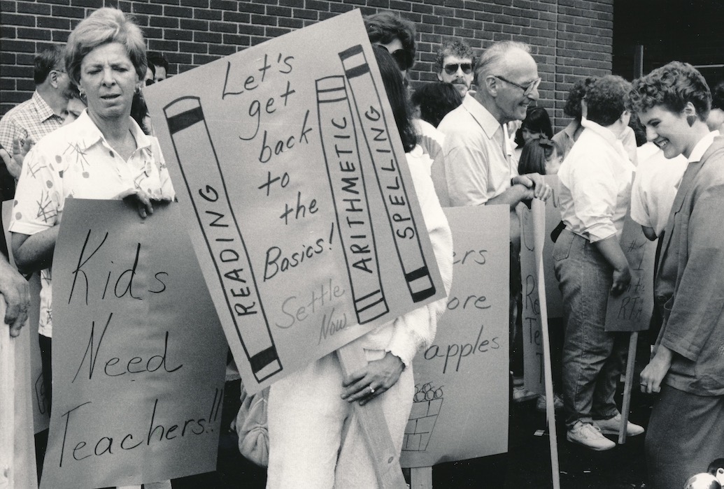 Crowded picket line.