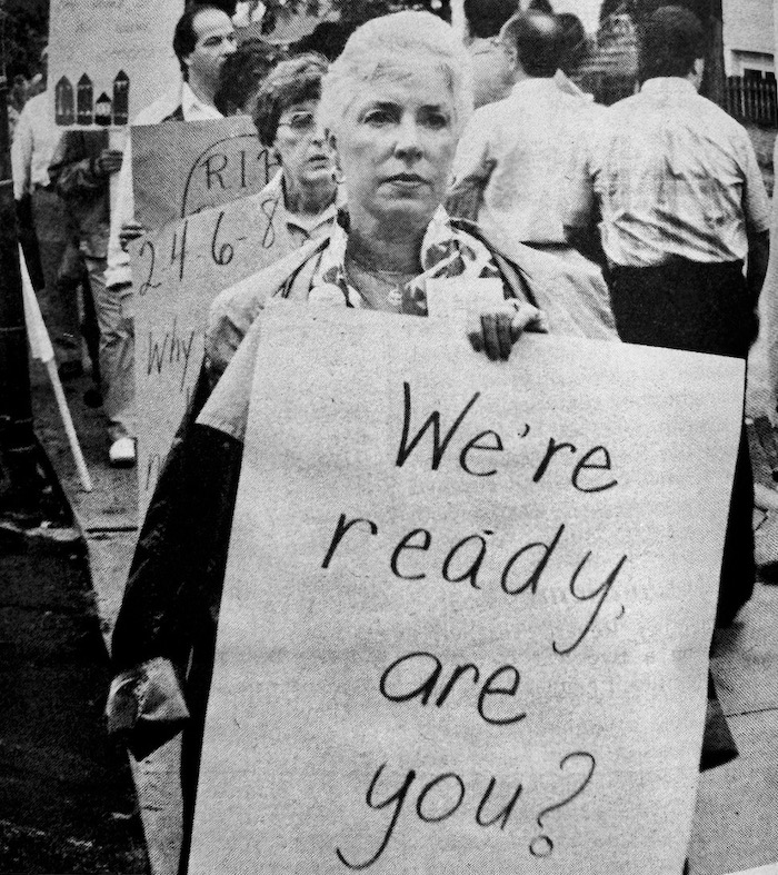 Crowded picket line.