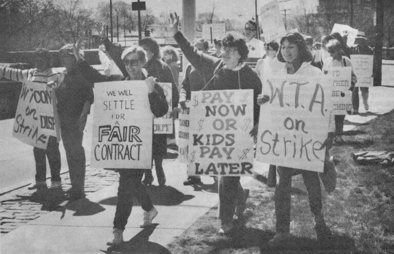 Crowded picket line.