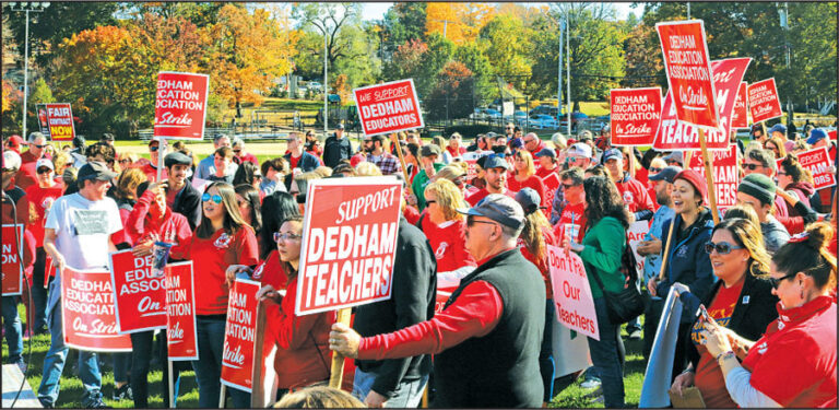 Crowded picket line.