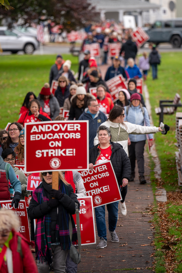 Crowded picket line.