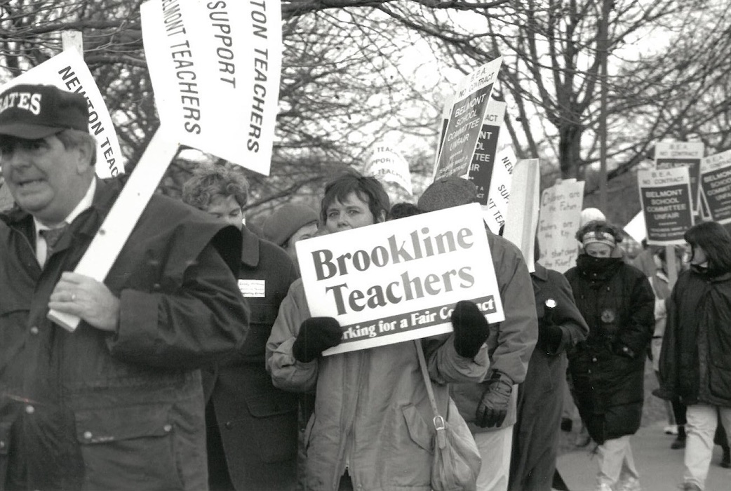 Crowded picket line.