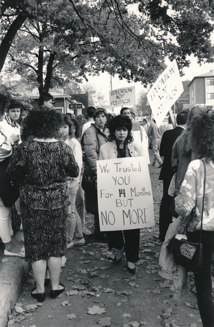 Crowded picket line.