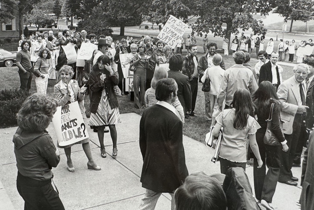 Crowded picket line.