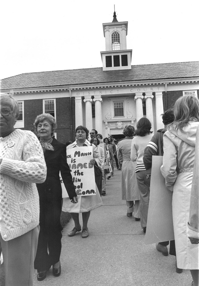 Crowded picket line.
