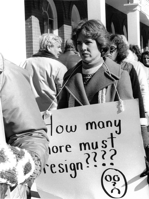 Crowded picket line.