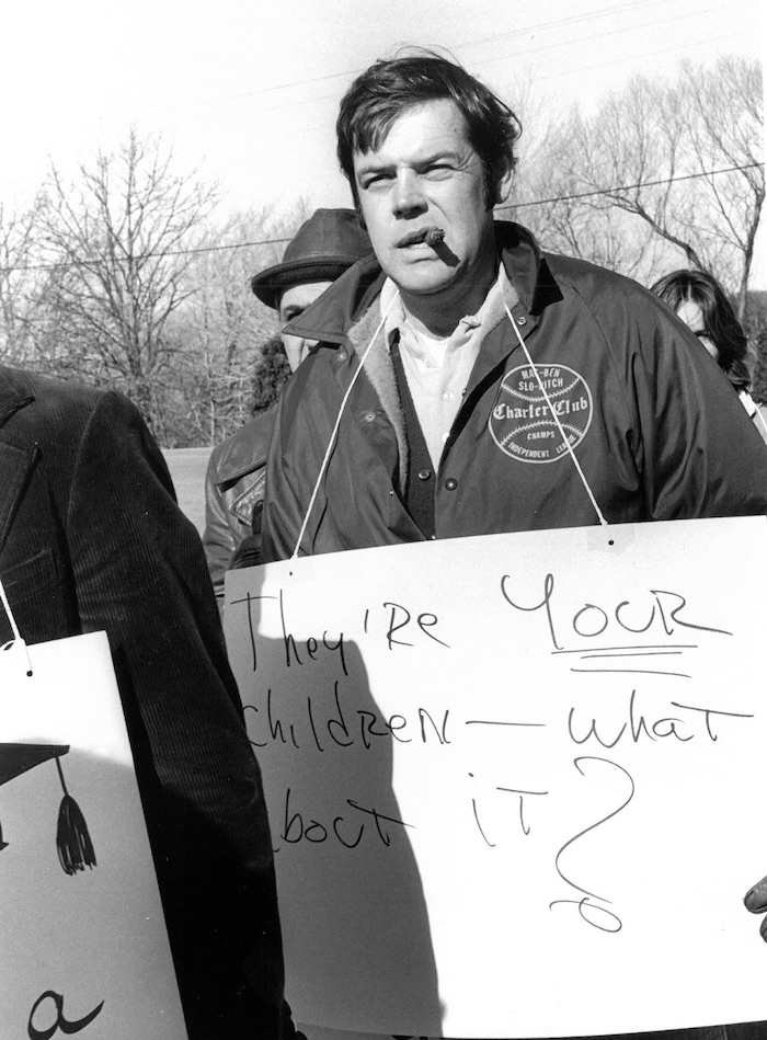 Crowded picket line.