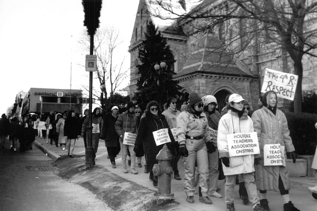 Crowded picket line.