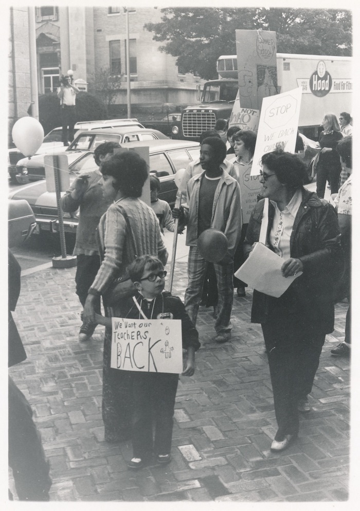 Crowded picket line.
