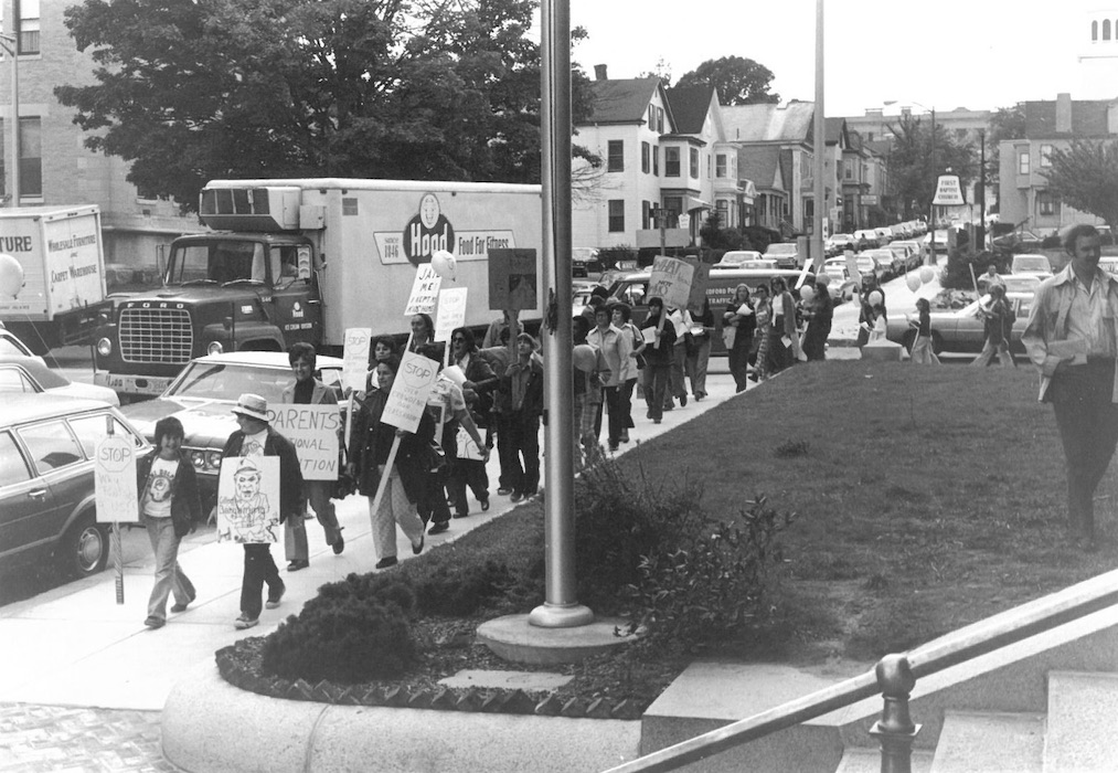 Crowded picket line.