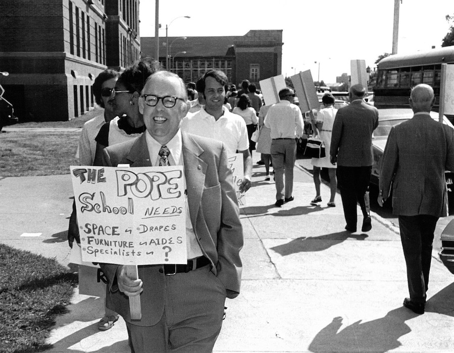 Crowded picket line.